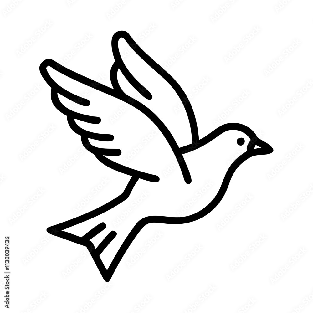 Obraz premium bird in flight icon, spring line art, Spring icon - simple black line art icon of bird in flight, symbolizing spring celebrations spring vector art 