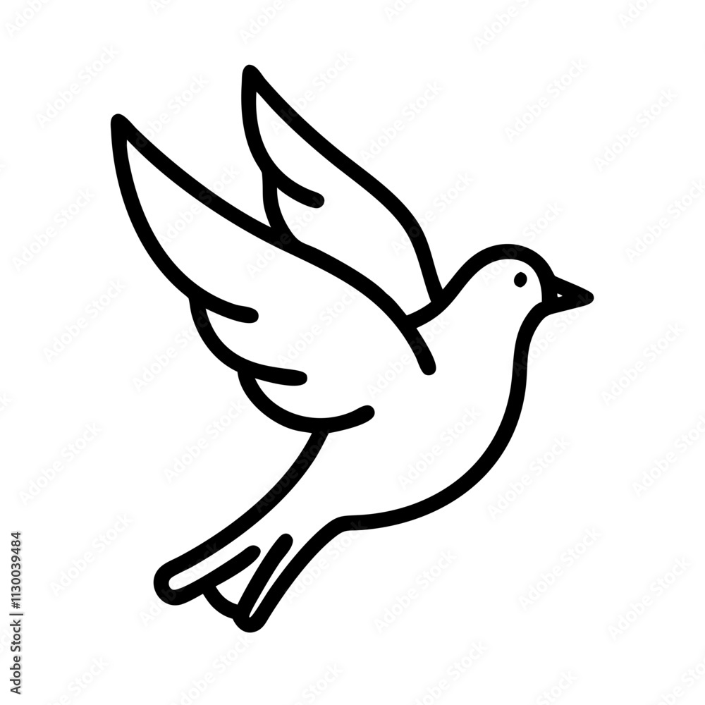 Obraz premium bird in flight icon, spring line art, Spring icon - simple black line art icon of bird in flight, symbolizing spring celebrations spring vector art 