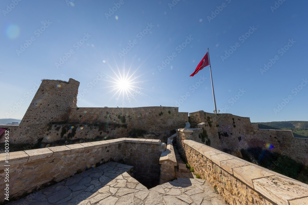 Landscape of historical Kastamonu castle on the hills near the city, Kastamonu, Turkey