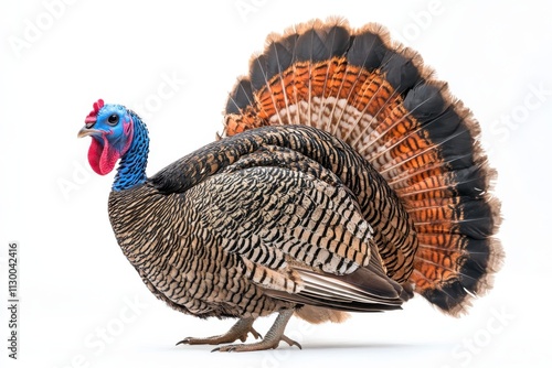 A large vibrant turkey with detailed plumage in shades photo