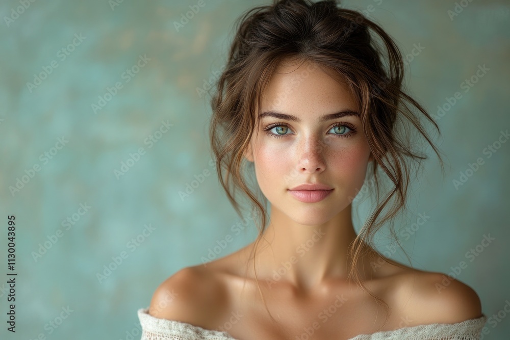 Beautiful Asian Woman in Off-Shoulder Top with Clean Skin in Natural Light Beautiful Asian Woman in Off-Shoulder Top with Clean Skin in Natural Light