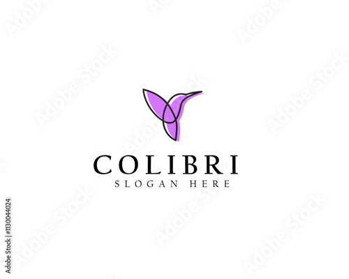hummingbird colibri bird logo icon line abstract outline mono line vector illustration