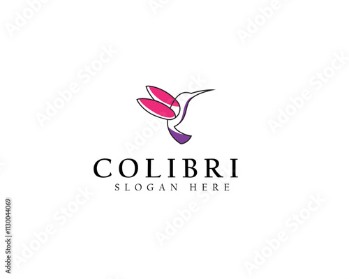 hummingbird colibri bird logo icon line abstract outline mono line vector illustration