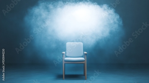 Surreal Minimalist Cinema - Empty Chair Illuminated by Ethereal Light photo