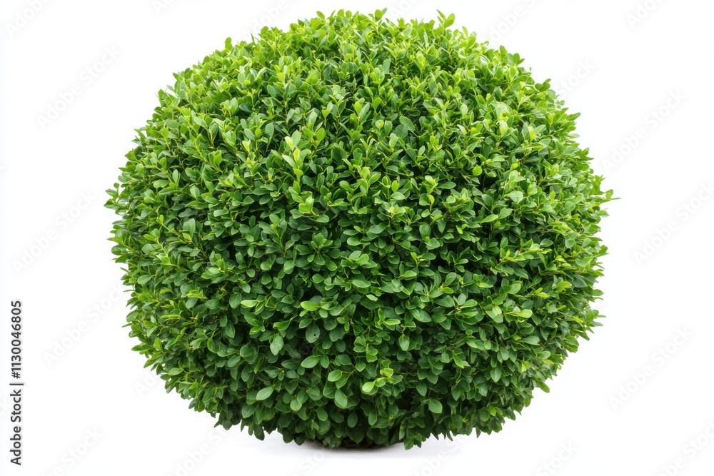 Fototapeta premium A perfectly trimmed dense green shrub with a round