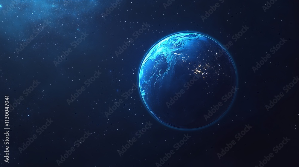 Fototapeta premium Background of the Earth at night stars and city light