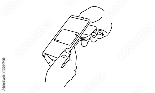 line art of payment card machine