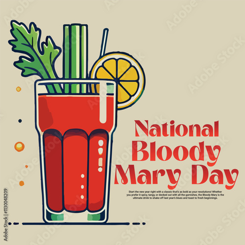 National bloddy mary day social media post banner template