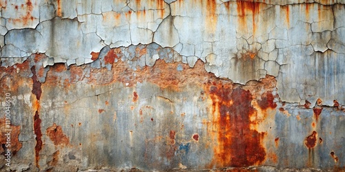 Textured Weathered Wall with Extensive Rust and Cracked Paint