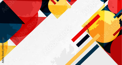 Squares, circles and triangles and grainy noisy texture. Vector Illustration For Wallpaper, Banner, Background, Card, Book Illustration, landing page