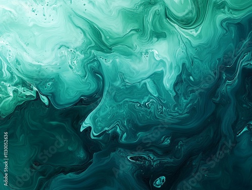 Swirling patterns of green-blue ocean effects create a calming abstract display. Generative AI