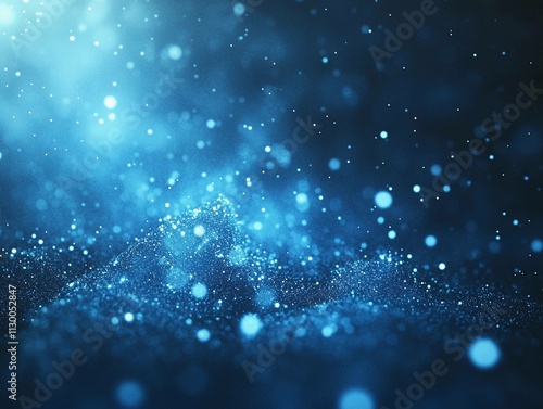 Shining blue particles create a magical atmosphere reminiscent of a starry night in deep space. Generative AI