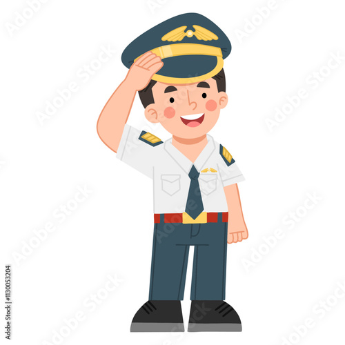 Illustration of a pilot character in uniform