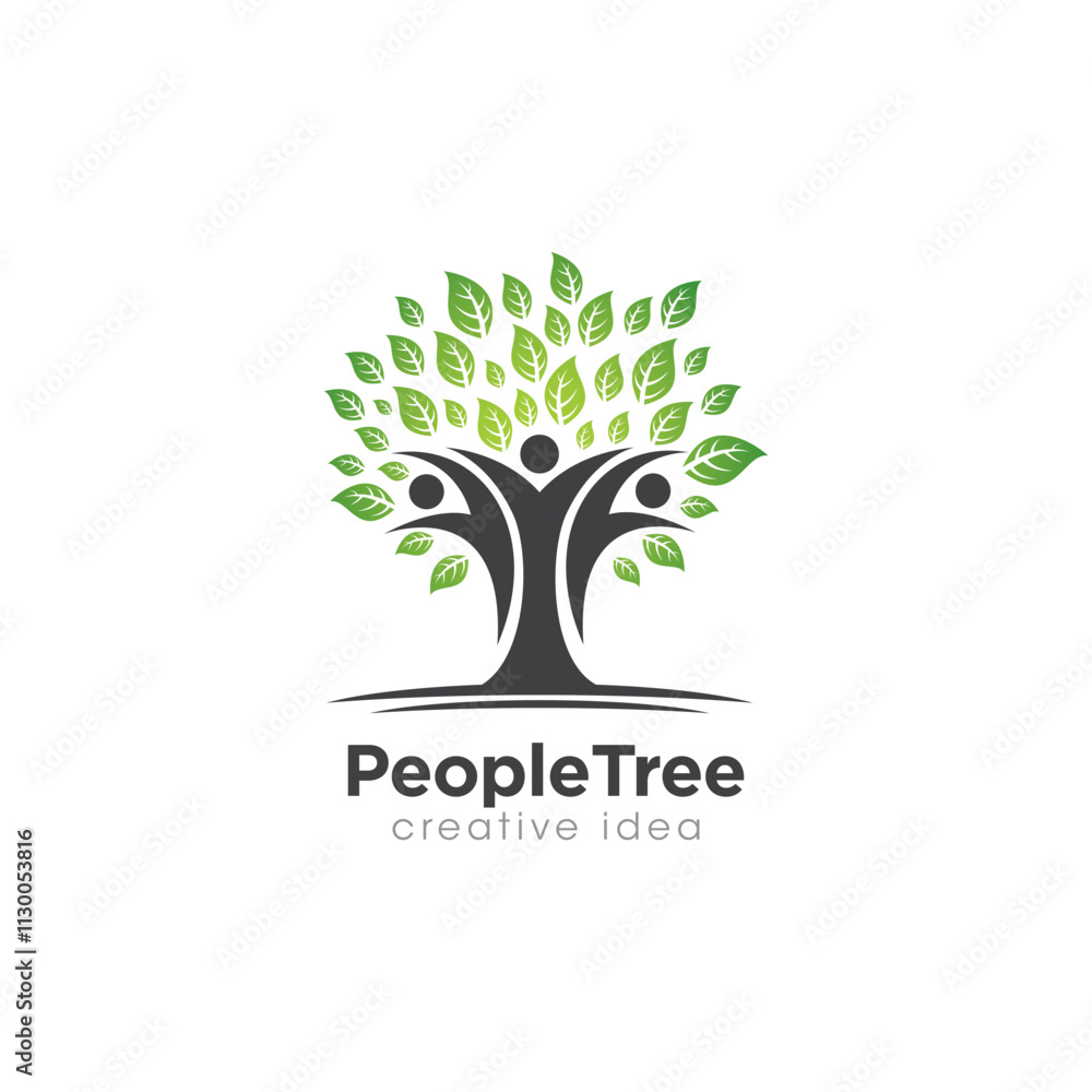 Obraz premium Creative People Tree Concept Logo Design Template
