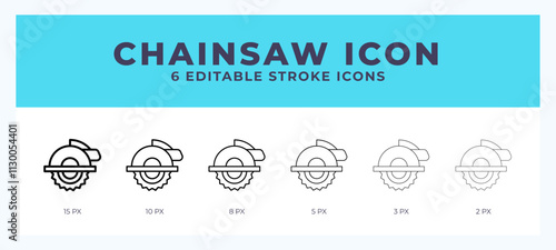 Chainsaw icon. Regular line. Thin line. Bold line. Vector illustration.
