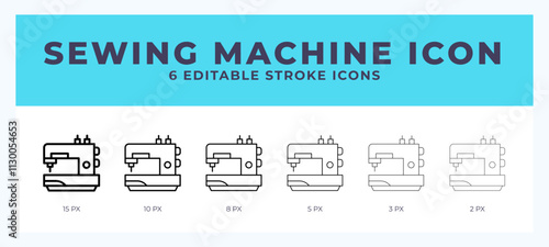 Sewing machine icon with editable stroke. Outline icon vector illustration.
