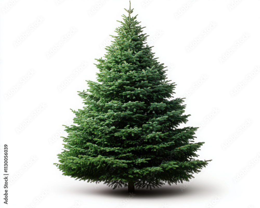Fototapeta premium A beautiful green conifer tree on a white background.