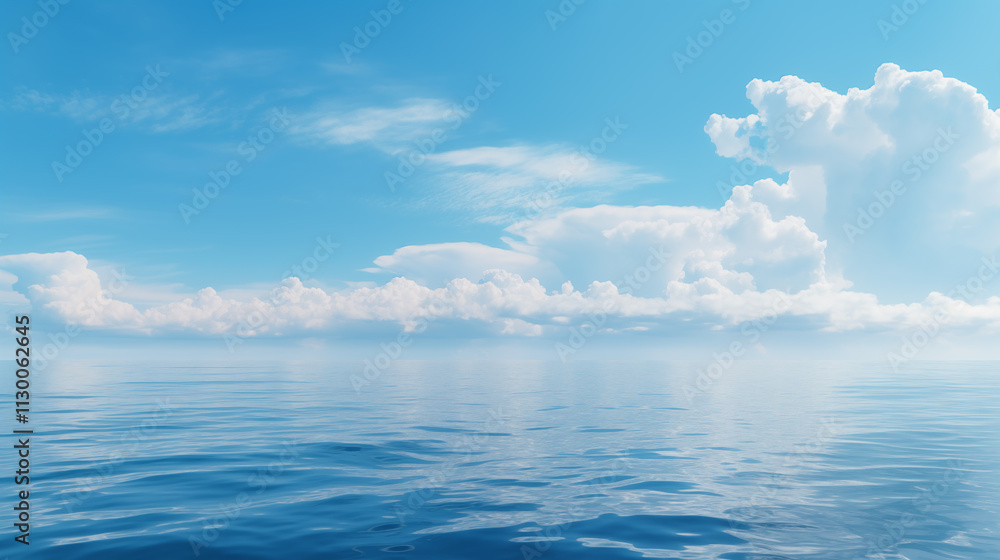 Obraz premium sea landscape. sky over calm sea. Blue sea and sunny sky on horizon over calm water