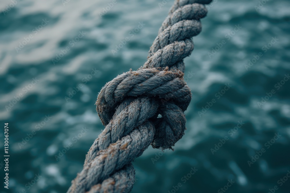 Fototapeta premium Broken Rope stretched with force and stressed to a breaking point
