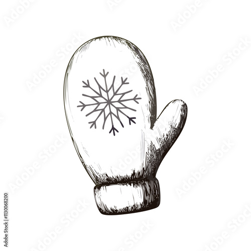 Christmas Mitten Sketch Celebration Decoration Winter Event Festival of X-Mas

