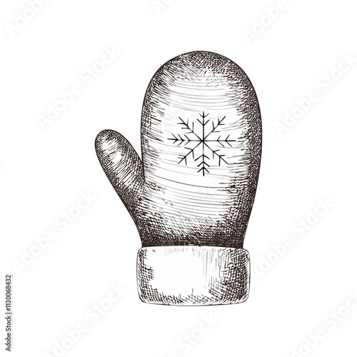 Christmas Mitten Sketch Celebration Decoration Winter Event Festival of X-Mas
