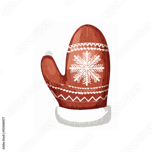 Christmas Mitten Sketch Celebration Decoration Winter Event Festival of X-Mas
