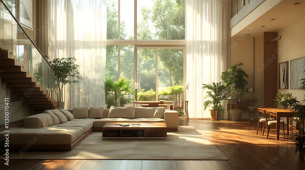 Beautiful modern living room and dining area Beautiful modern living room and dining area