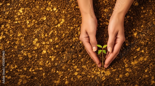 Planting seeds of hope in sustainable growth close-up view