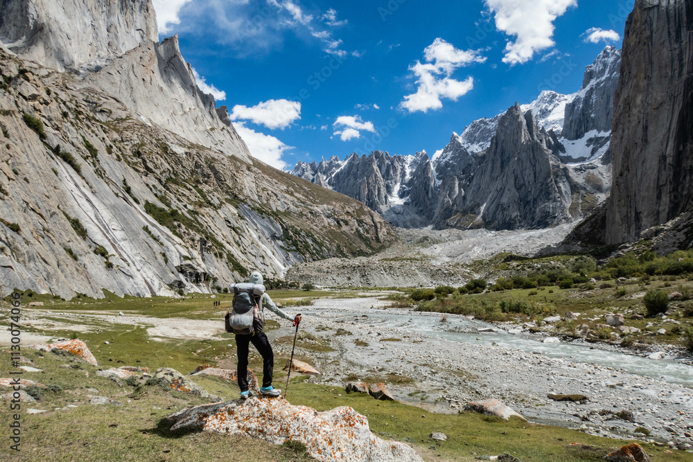 Naklejka premium Trekking in the gorgeous Nangma Valley (Yosemite of Pakistan), Kanday, Baltistan, Pakistan