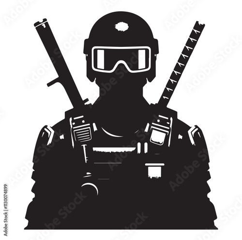 Riot police silhouette vector illustration
