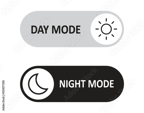 day and night switch icon set for mobile and website, dark and light mode vector icon, brightness level control icon, contrast level control of smartphone, vector illustration on transparent backgroun