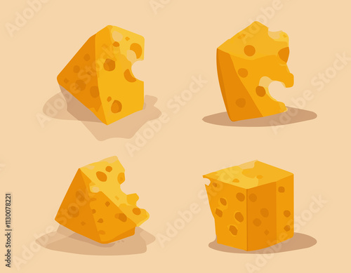 Cheese Cubes board plate Savory flat style icon Cheddar Snack Chunks Dairy Parmesan Crumbles Gouda Blocks  photo