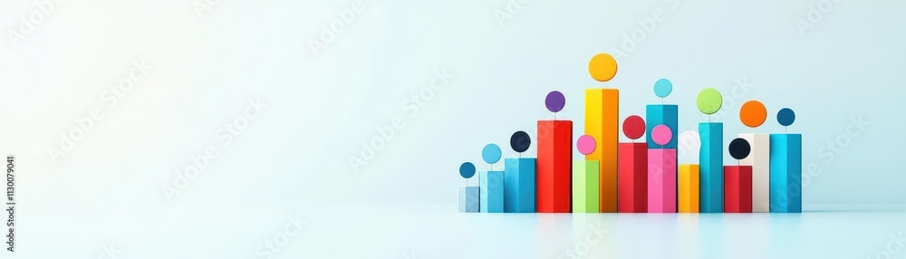 Obraz premium Multicultural customer avatars with bar graphs forming a dynamic visualization