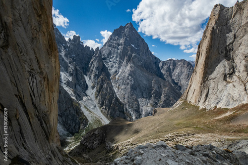 View of Amin Braq (Amin Brakk) tower, Nangma Valley, Kanday, Baltistan, Pakistan photo