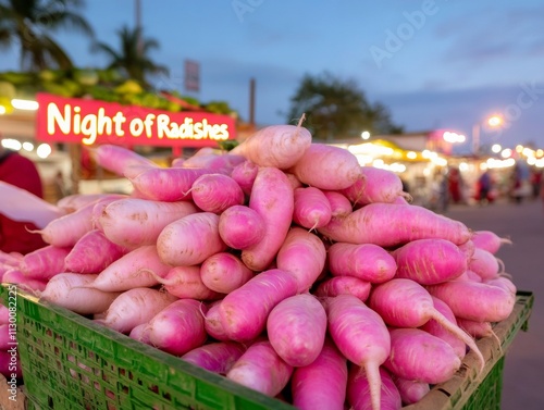 Night of the Radishes Celebration at a Festive Market Stall - Christmas and New Years Eve Suitable photo