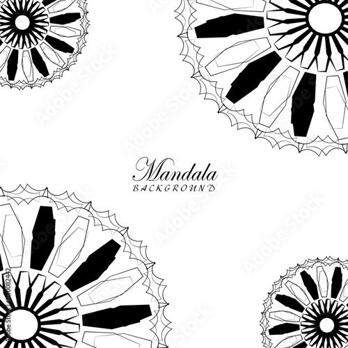 Beautiful black and white mandala background, perfect for art, design, and relaxation themes photo