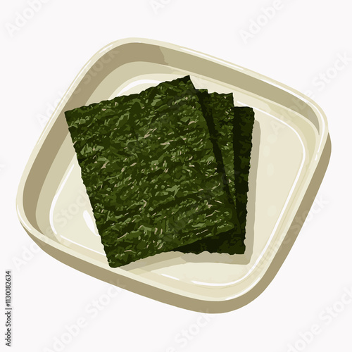 Dried Seaweed dry Nori Sheets Sushi Vector Japanese vector plate ready to eat icon korean bibimbap photo