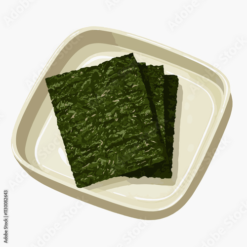 Dried Seaweed dry Nori Sheets Sushi Vector Japanese vector plate ready to eat icon korean bibimbap