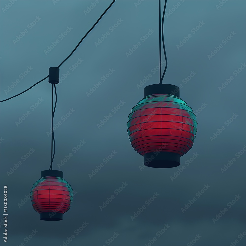 Obraz premium red lantern on a wall