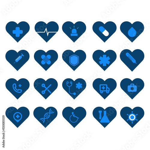 Heart shape Medical icons 