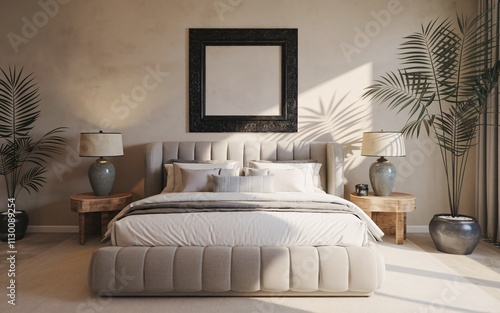 Wallpaper Mural Frame mockup, Bedroom wall poster mockup. Interior mockup with house background. Modern interior design Torontodigital.ca