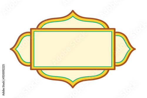 Arabic border frame ornamental with text box. Islamic arch windows oriental shape vector illustration. Ornate Muslim ornament decoration Suitable for Muslim festivals, Ramadan Kareem, Eid Mubarak