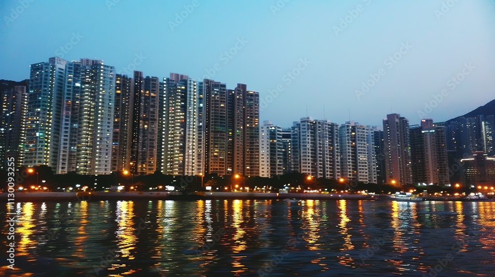 Obraz premium City Architecture Night View City Panorama Hong Kong