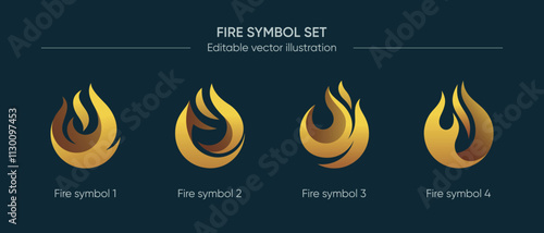 Fire, flame icon set, vector logo, astrology, ecology, environment