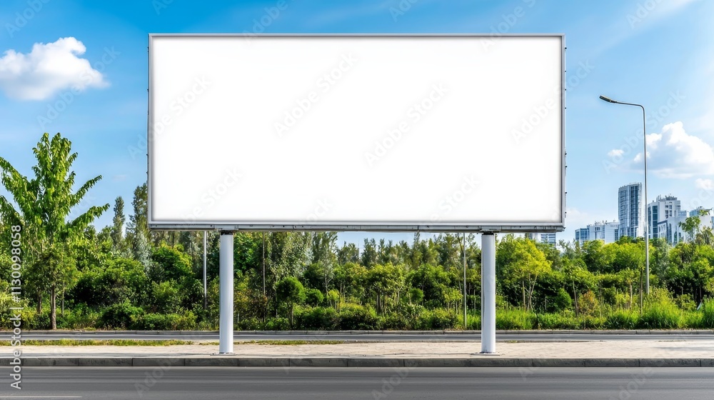 Fototapeta premium Modern Billboard Mockup with Minimalist Design in Contemporary Office Setting, Copy Space for Text.. 3D rendering