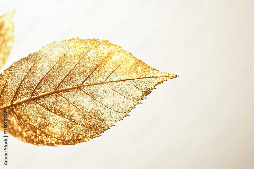 Obraz premium Golden leaf on white background