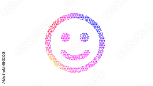 Icon smile is made up of LED square shapes. There are bright diodes and there are black dead diodes