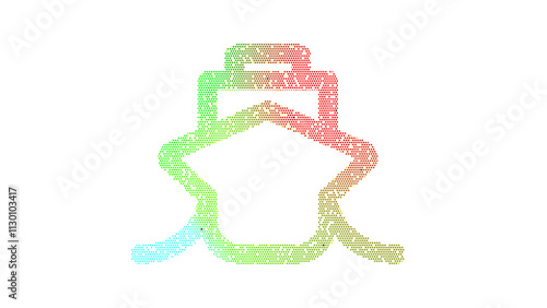 Icon ship is made up of LED square shapes. There are bright diodes and there are black dead diodes