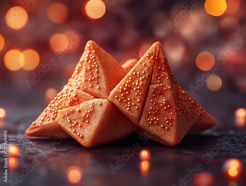 Festive Orange Cookies Decorated With Gold photo