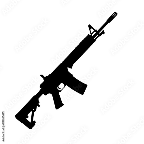 Hunting rifle silhouette isolated on white background